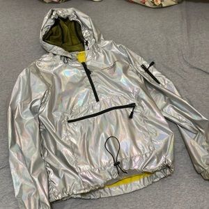 Forever 21 thin holographic hoodie with drawstring waist